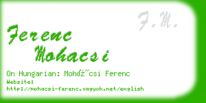 ferenc mohacsi business card